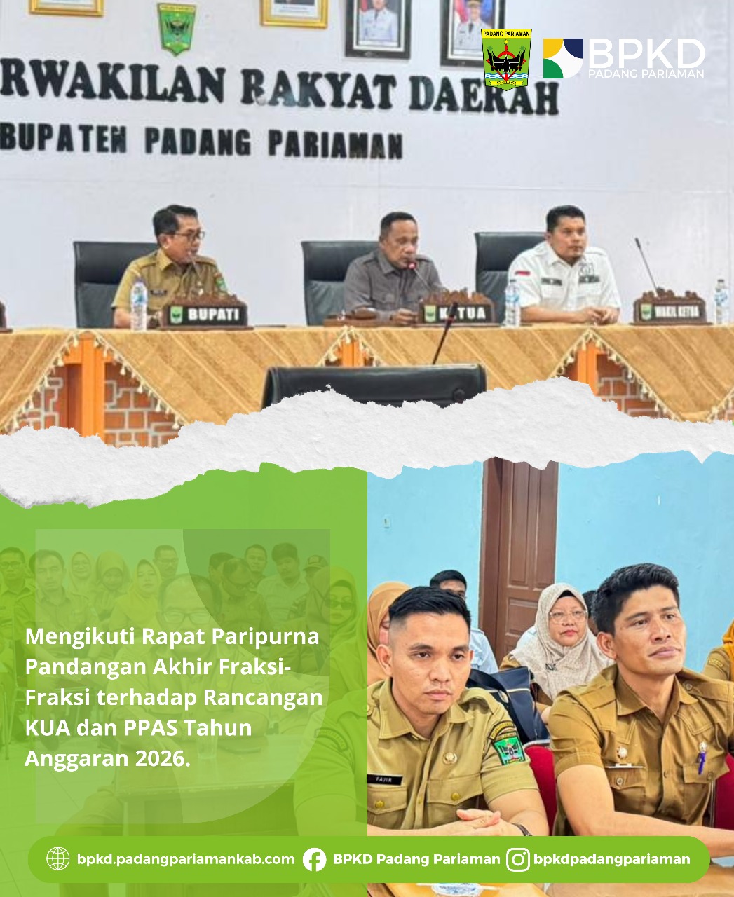 Rapat Paripurna DPRD Tentang Pandangan Akhir Fraksi-Fraksi Terhadap Rancangan Kebijakan Umum Anggaran